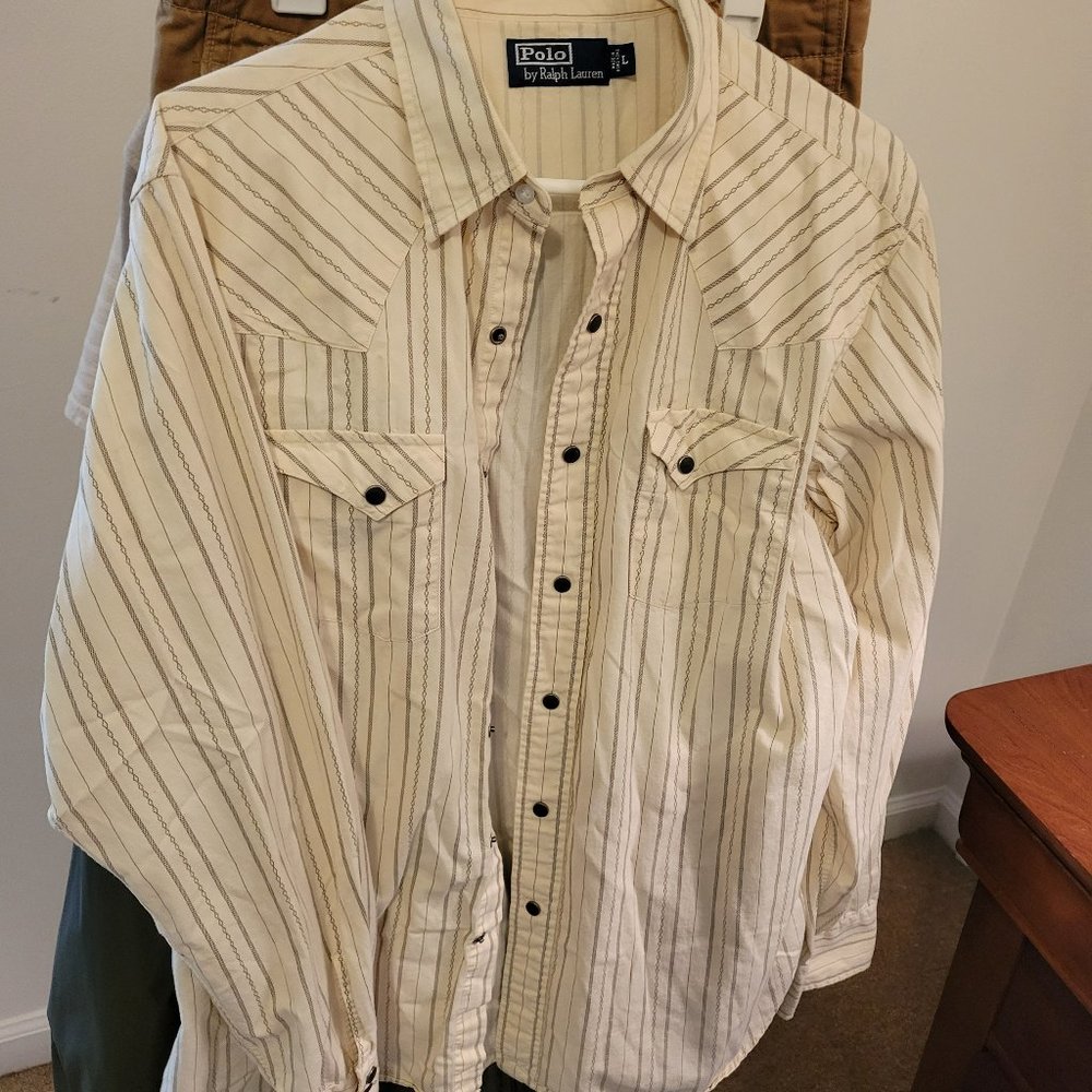 Polo by Ralph Lauren Snap Western Plaid Shirt-Mens L